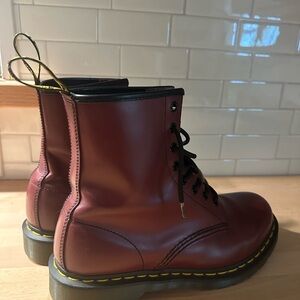 Dr. Martens Burgundy Combat Boots with Black Laces